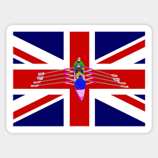 Rowers Rowing on English Flag Sticker